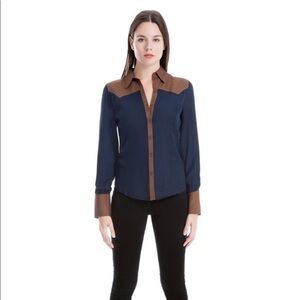 New Max Studio COLOR-BLOCK BUTTON-DOWN SHIRT